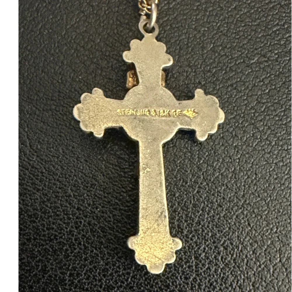 Vintage Cross Necklace Sterling Silver Gold Filled Crucifix 18